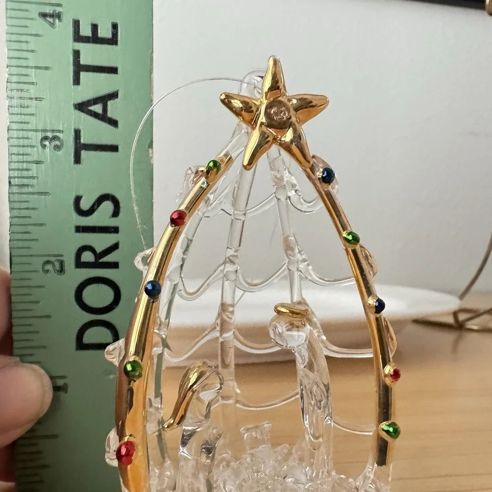 Vtg Spun Blown Glass Christmas Ornament Nativity Mary‎ Joseph Jesus Icicle Lot